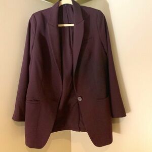 Express Purple M Blazer Office Statement Rich Elegant Vibrant Chic Deep